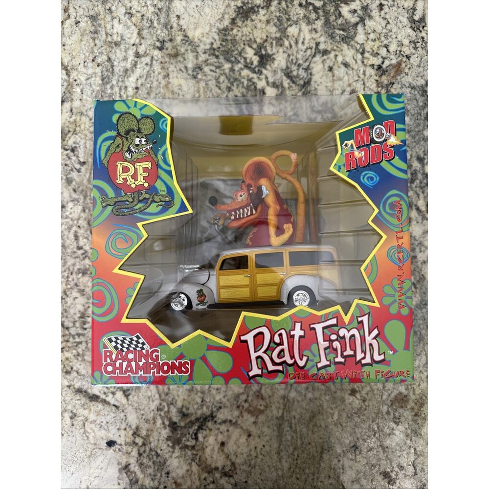 Rat Fink Mod Rods Die Cast Car W/ Figure 1940 Ford Woody 1:24 Scale Ed Roth ERTL